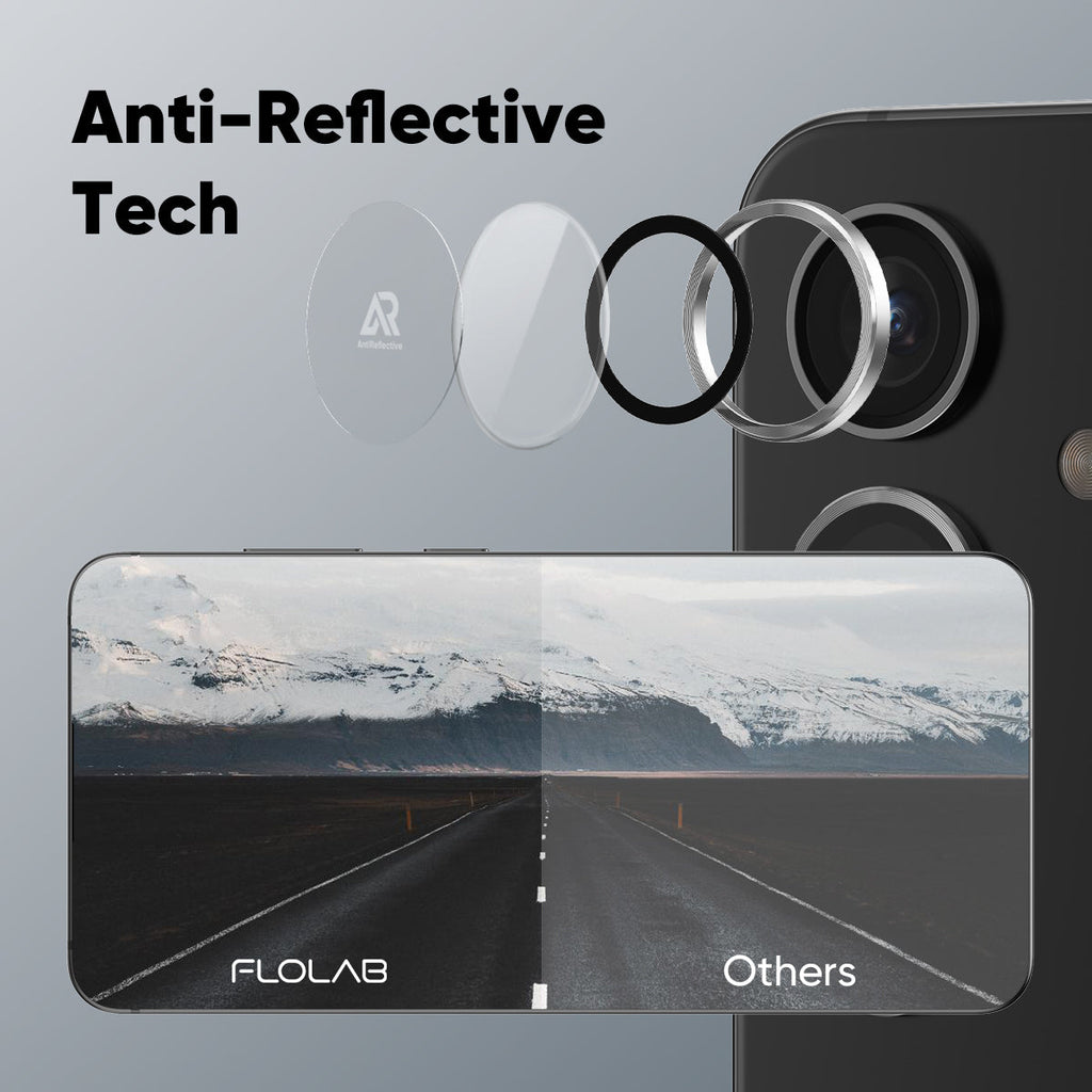 FLOLAB NanoArmour for Samsung Galaxy S24 Camera Lens Protector, Tempered Glass, Aluminum Camera Ring, Anti Reflective TruColors Crystal Clear