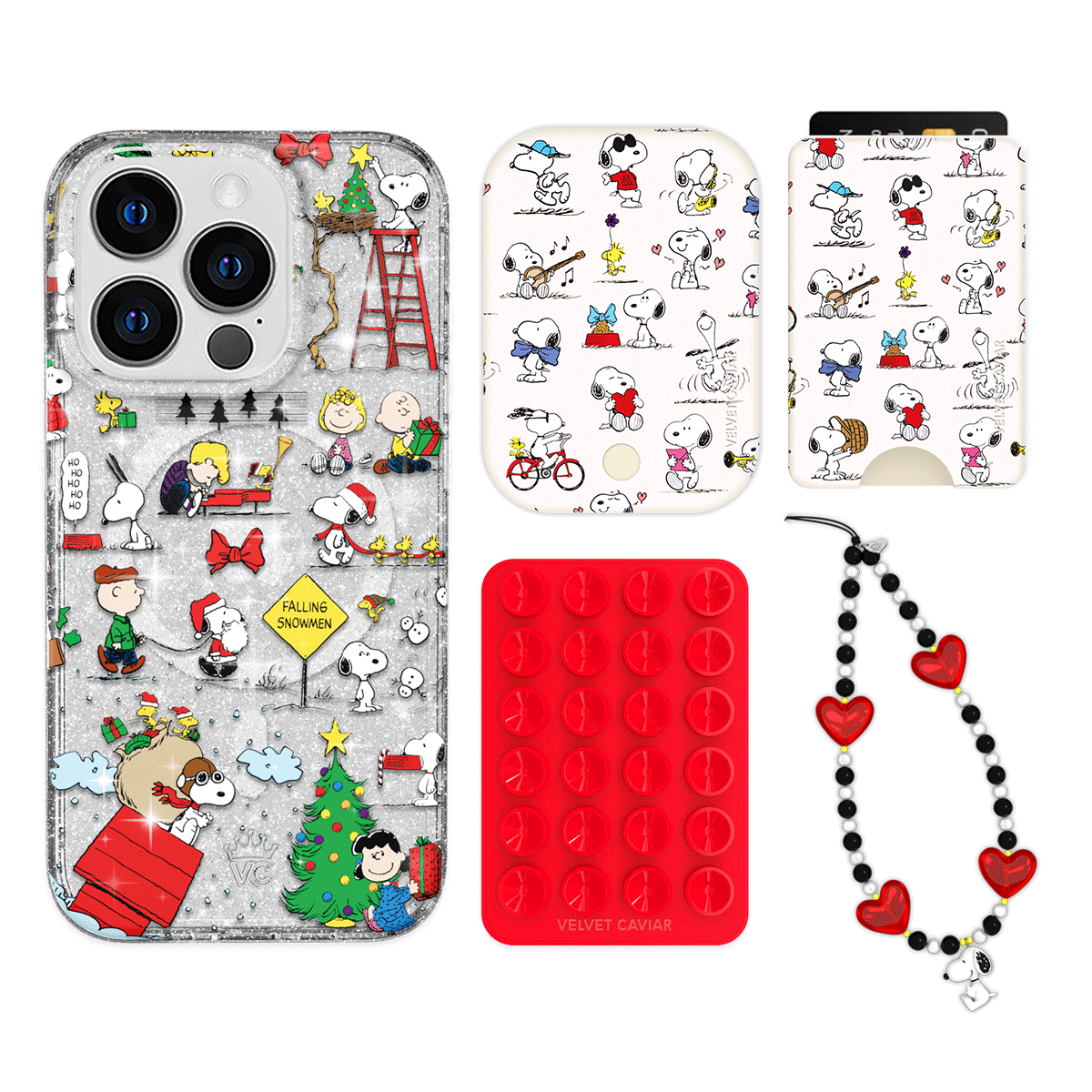 Snoopy Christmas Glitter iPhone Bundle Set - Wallet