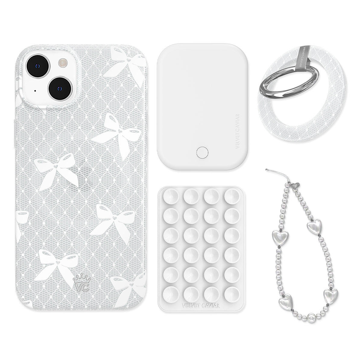 Vintage Lace Bows iPhone Bundle Set - Grip