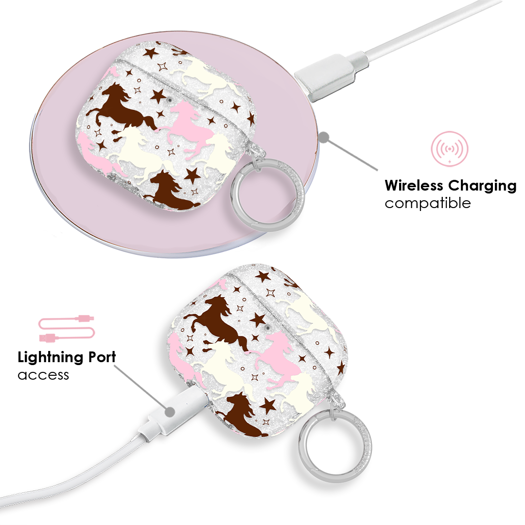 Pink Pony Glitter AirPod Case