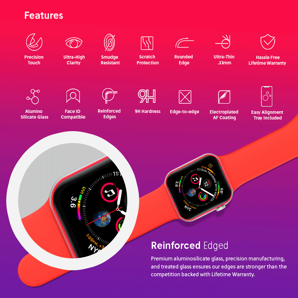 NanoArmour for Apple Watch Screen Protector Series 3