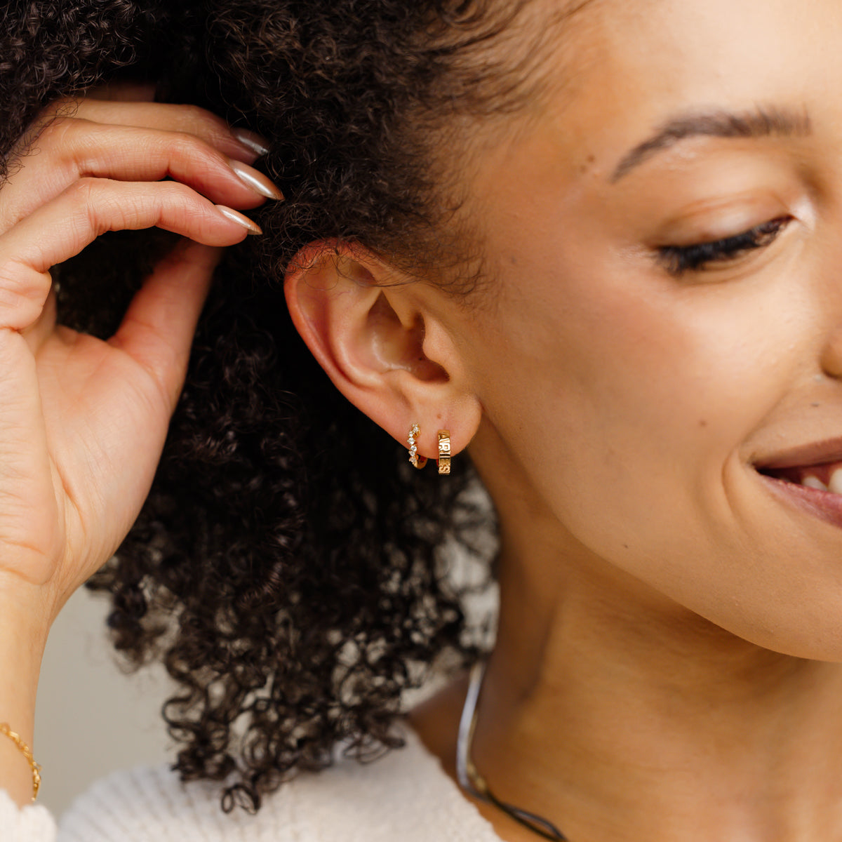 Aries Huggie Hoop Earrings | Final Sale - Image 4
