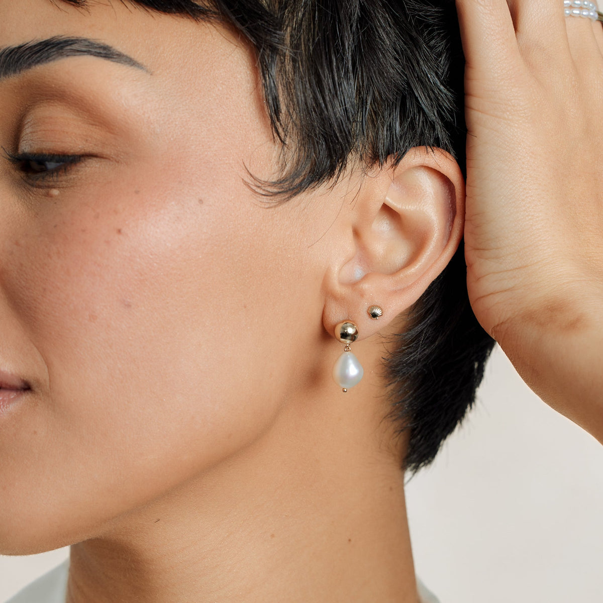 Drop Pearl Stud Earrings | Final Sale - Image 2