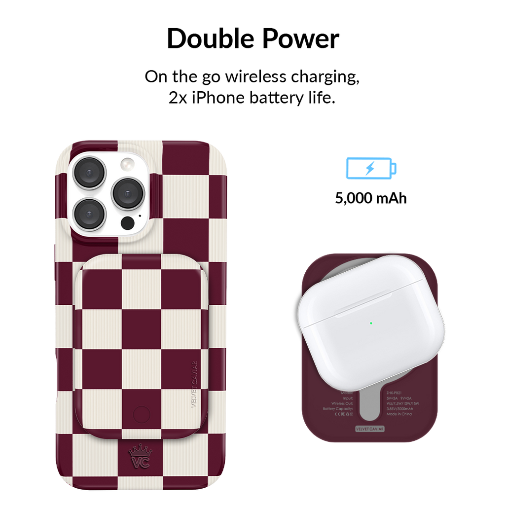 Burgundy Vibe Checker MagSafe Battery Power Pack