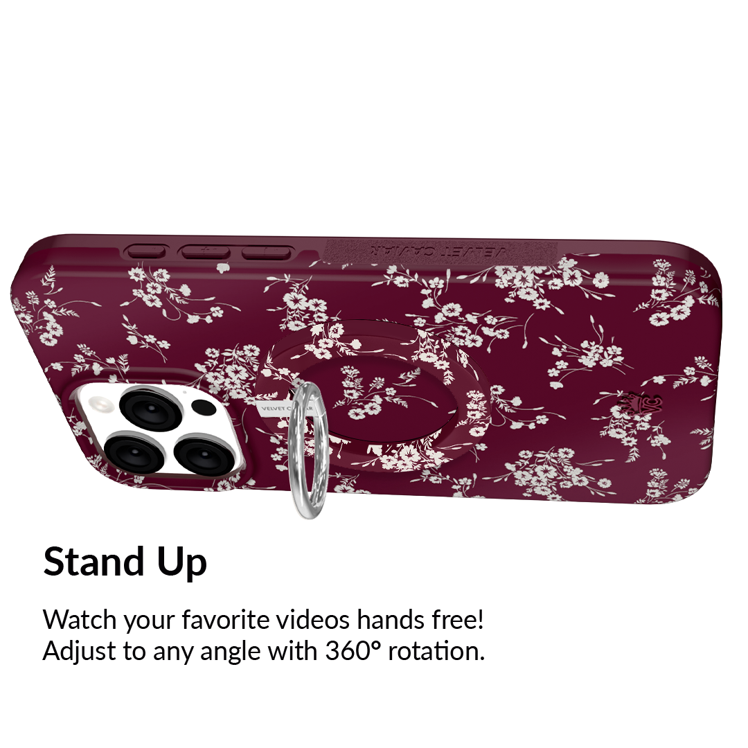 French Burgundy Floral MagSafe Grip Ring