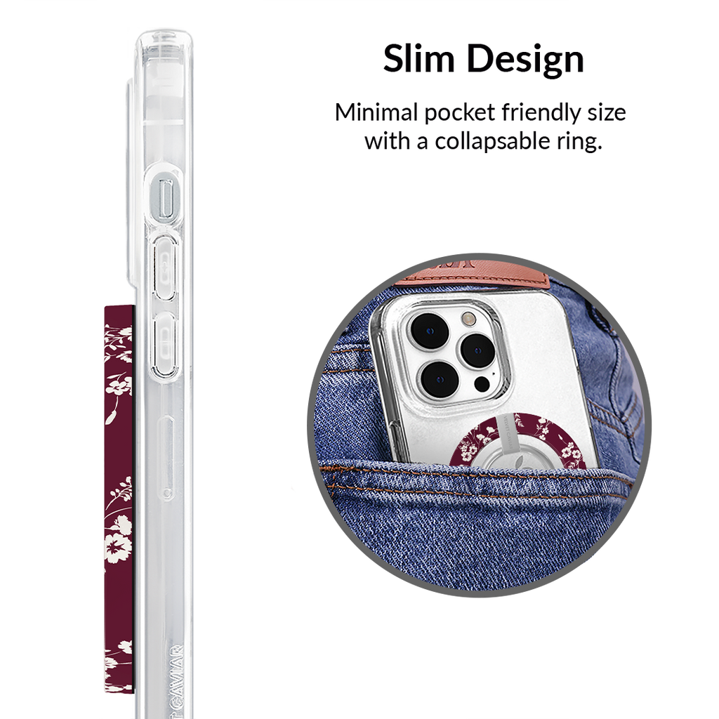 French Burgundy Floral MagSafe Grip Ring