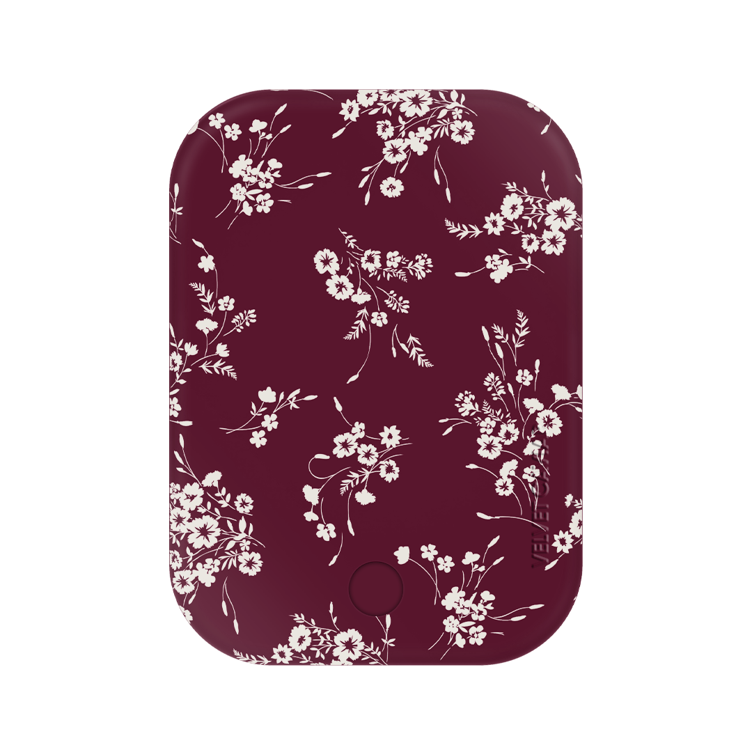 French Burgundy Floral MagSafe Battery Power Pack