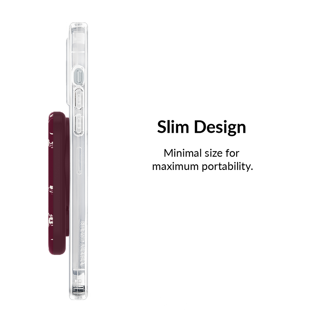 French Burgundy Floral MagSafe Battery Power Pack