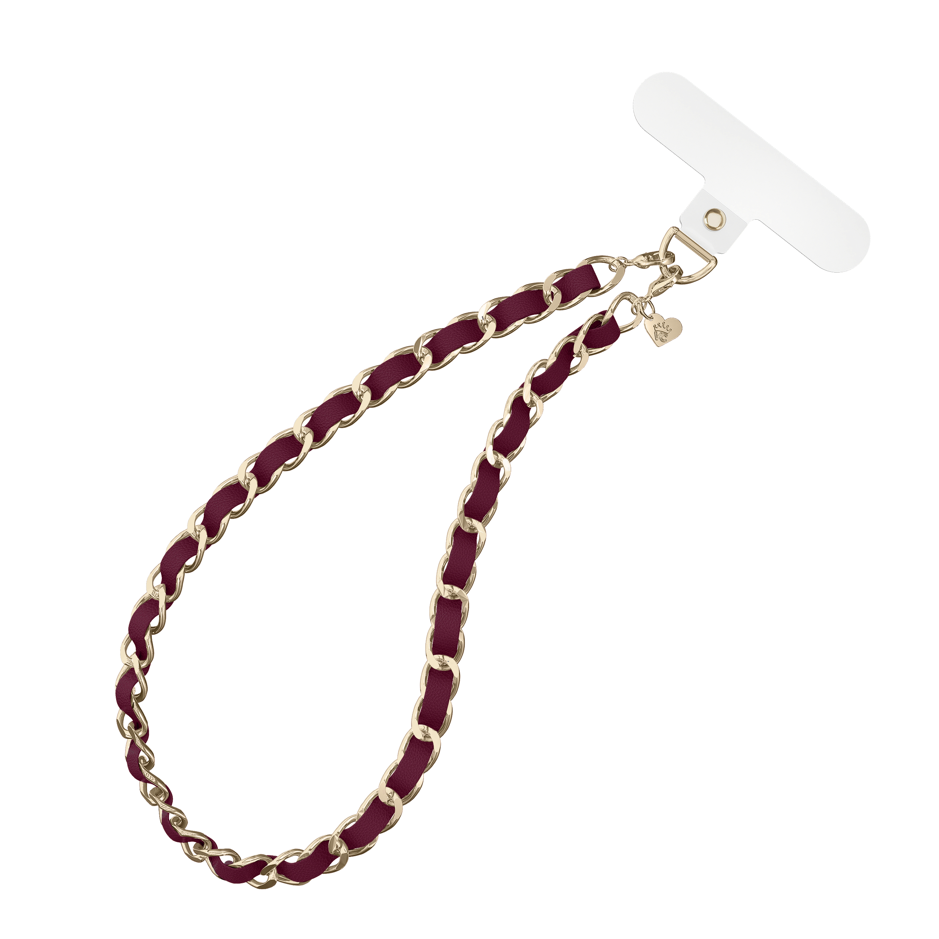 Burgundy Leather Chain Phone Charm