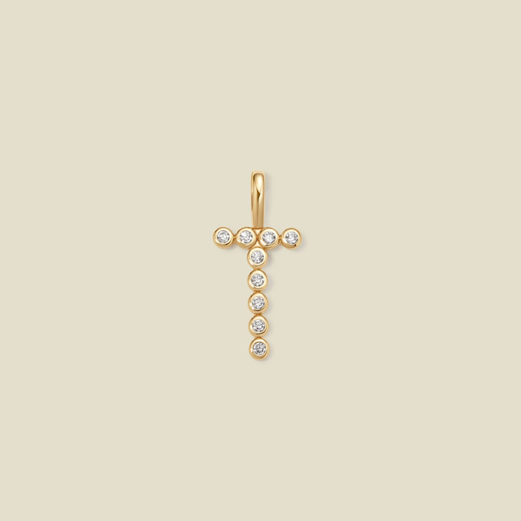 CZ Poppy Initial T Charm