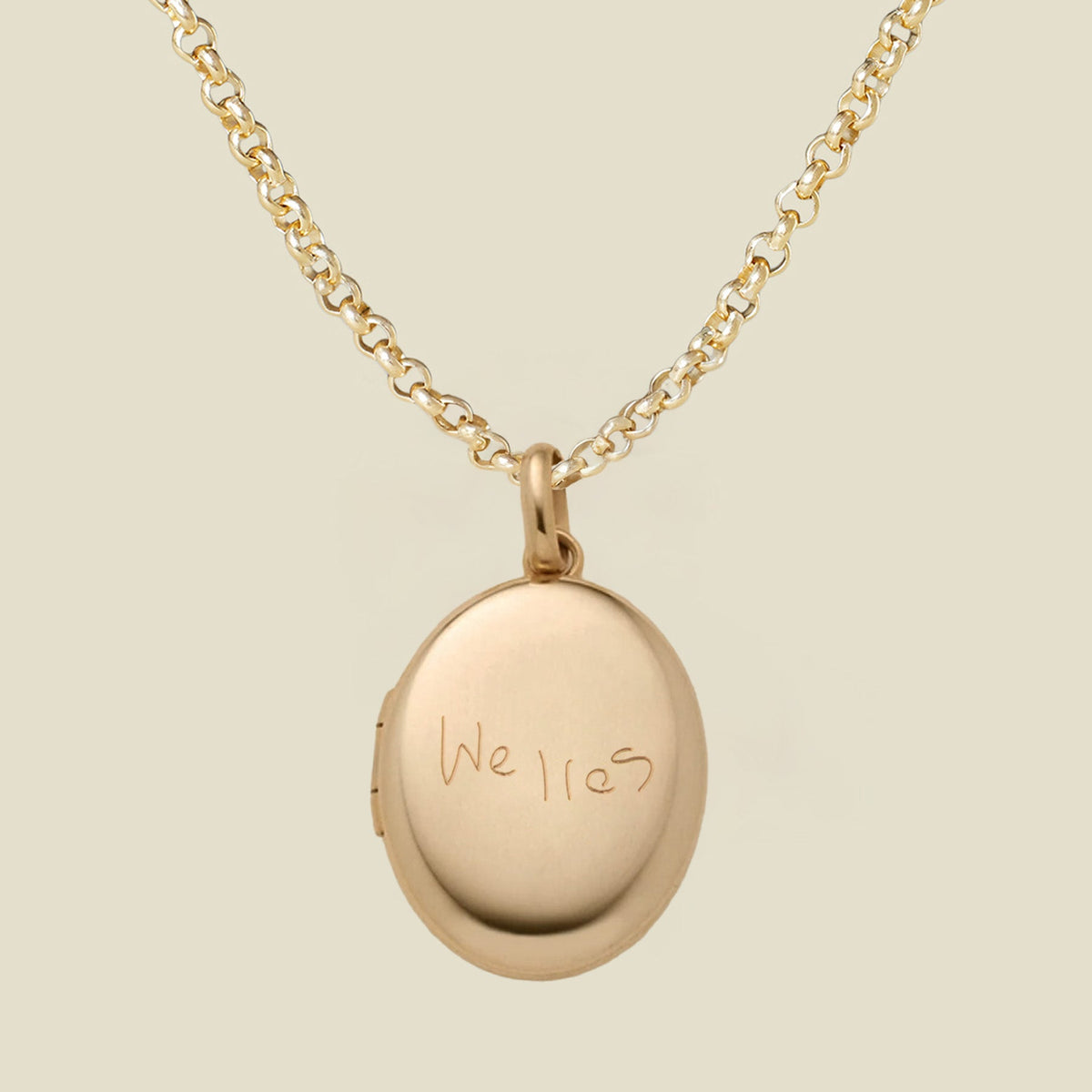 Engraved Handwriting Rolo Mini Locket Necklace