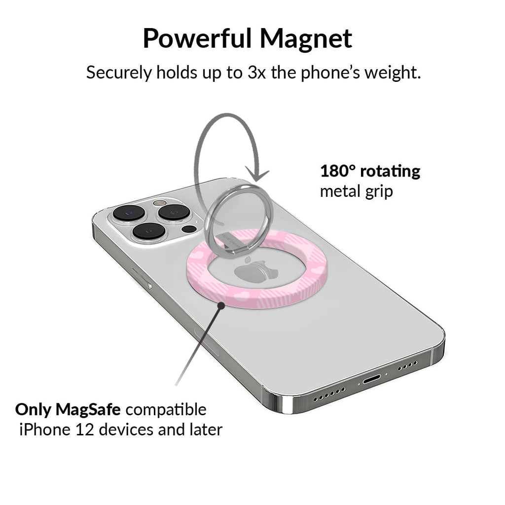 Dolly Pink Gingham MagSafe Grip Ring
