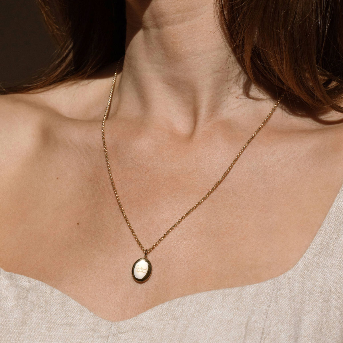 Engraved Handwriting Rolo Mini Locket Necklace - Image 2