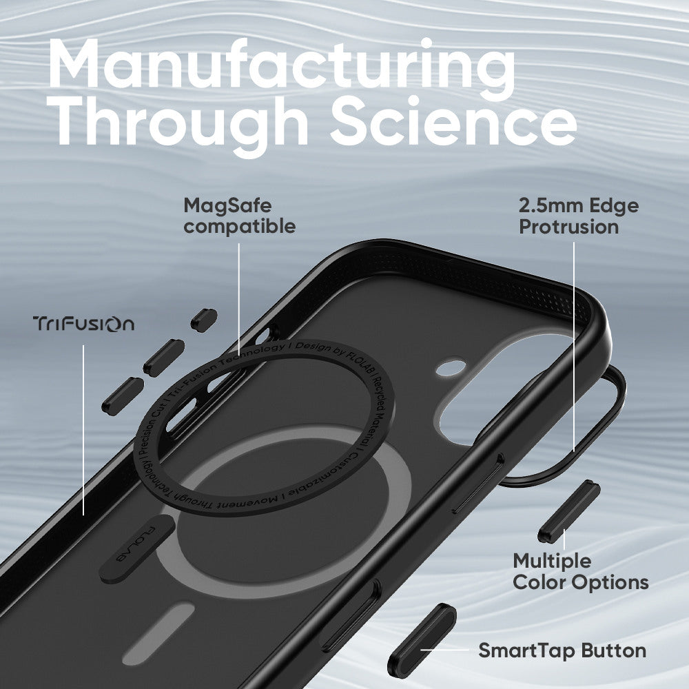FLOLAB Surtect Tri-Fusion MagSafe Compatible Case – iPhone 17 Series (Stealth Black Clear)