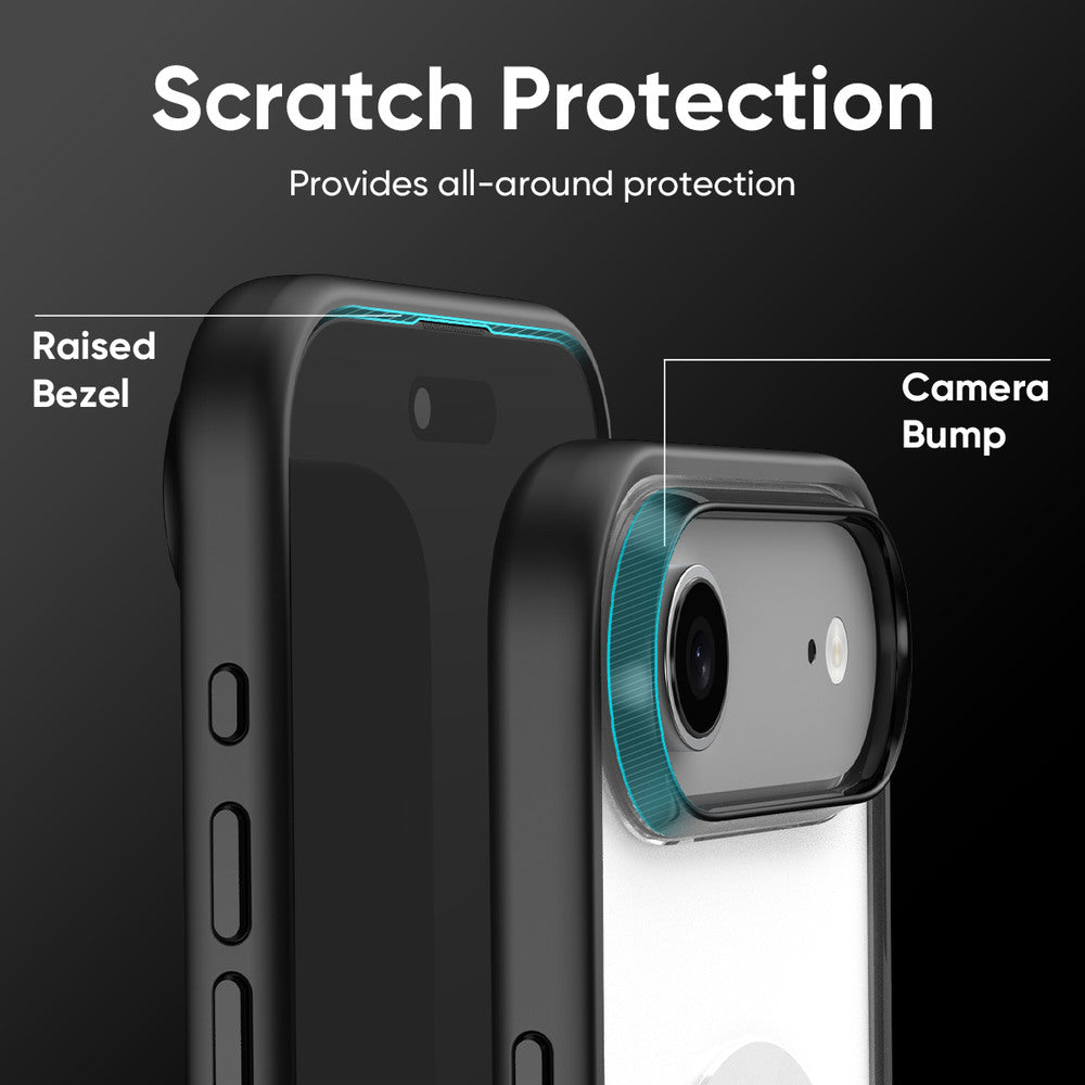 FLOLAB Surtect Tri-Fusion MagSafe Compatible Case – iPhone 17 Series (Black Clear White Ring)