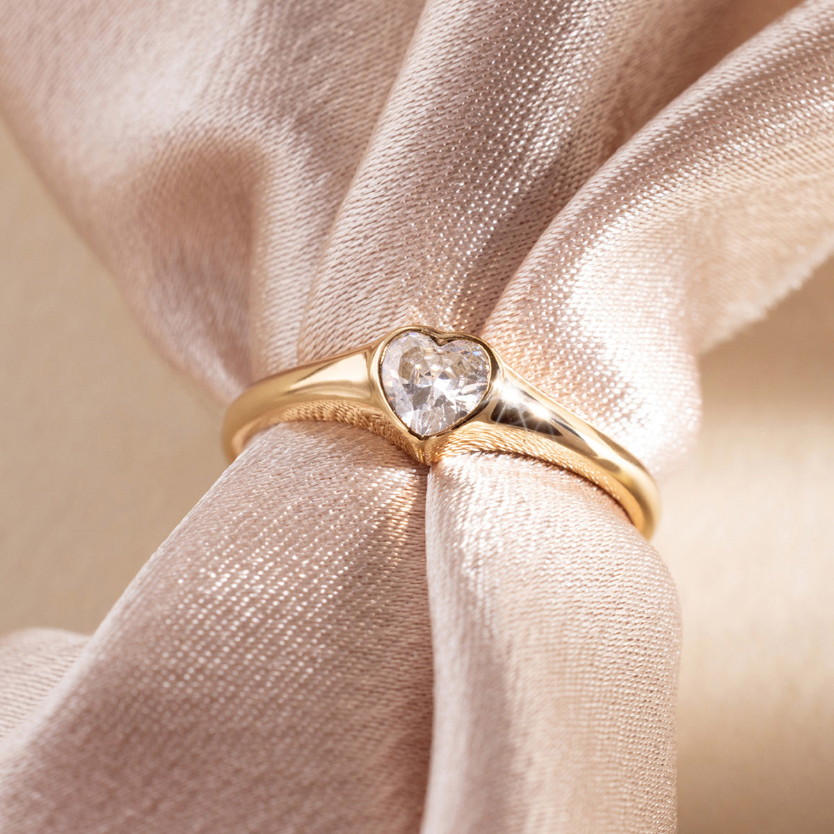 CZ Heart Signet Ring - Image 4