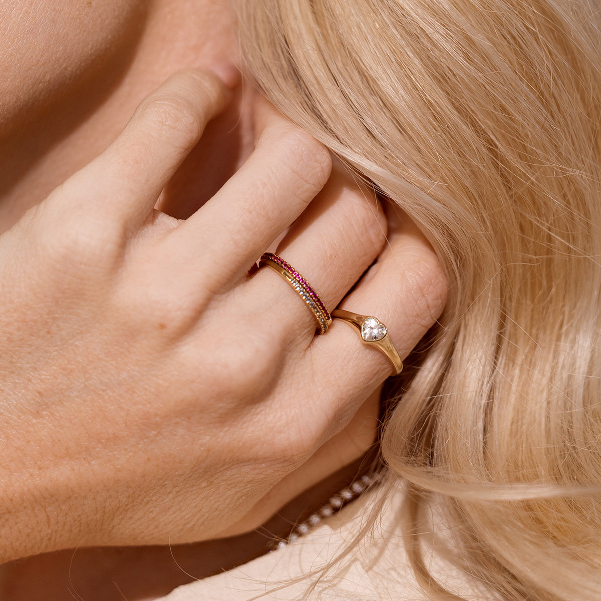 CZ Heart Signet Ring - Image 2