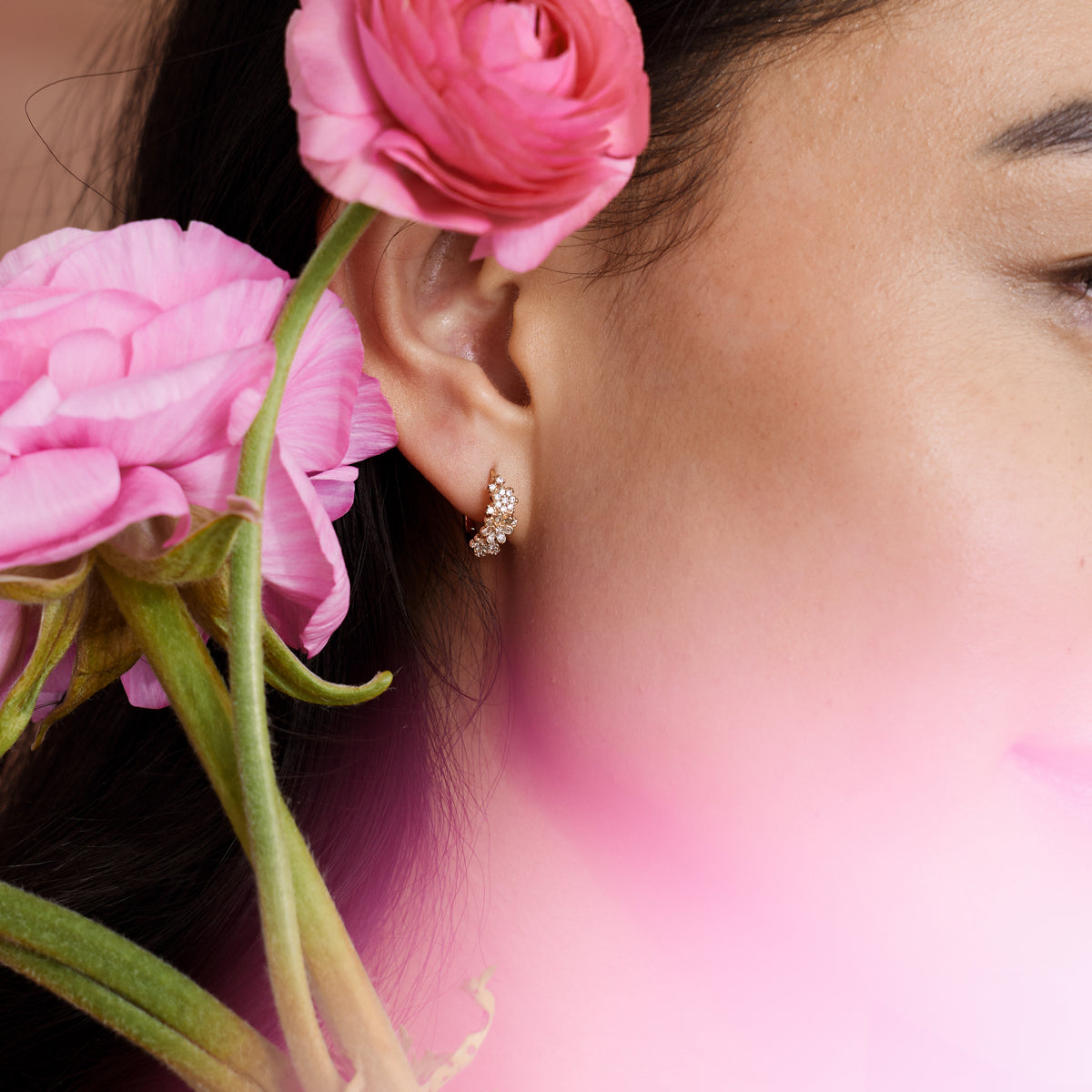 Flora Luxe Huggie Hoop Earrings - Image 5