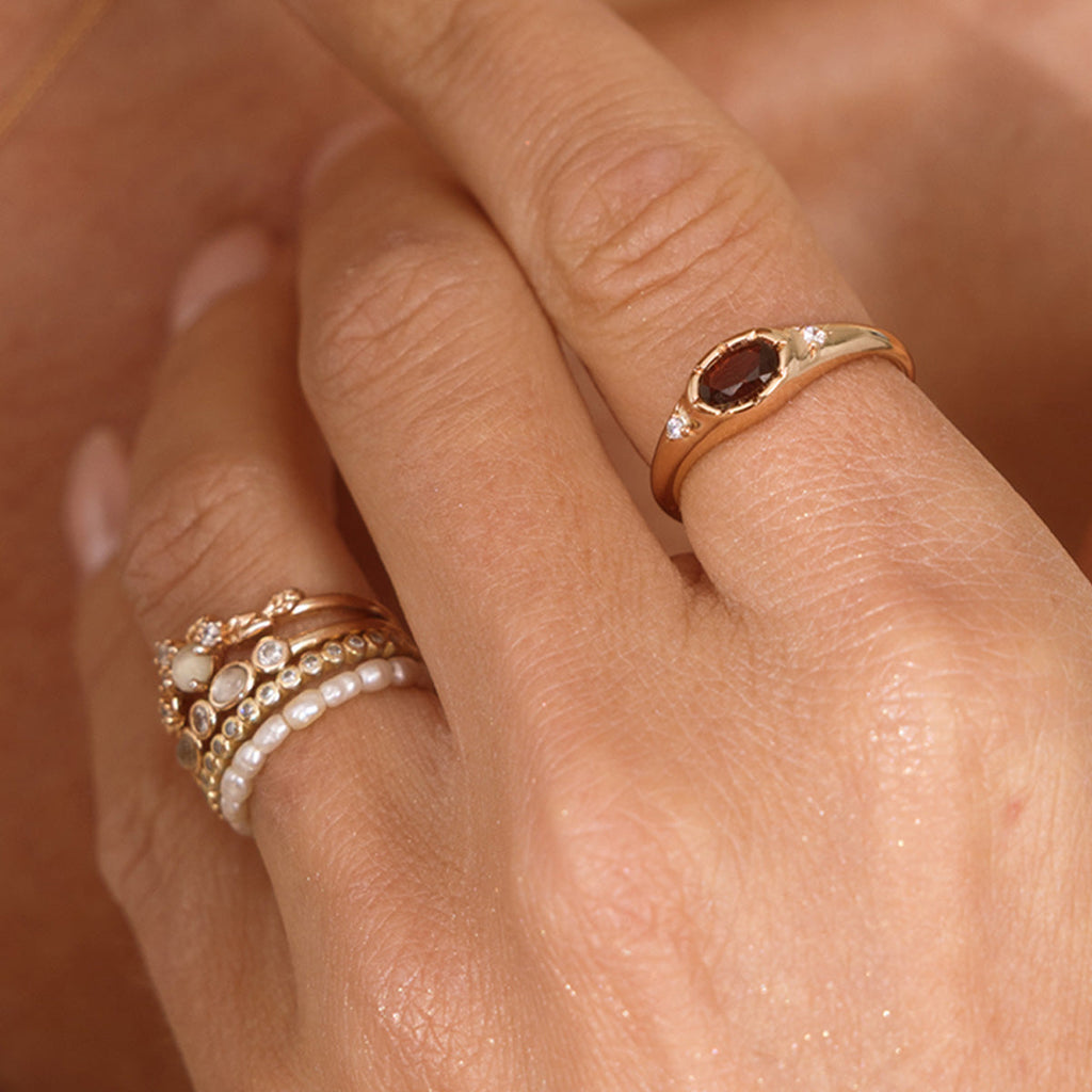 January Oval Birthstone Signet Ring - Image 2