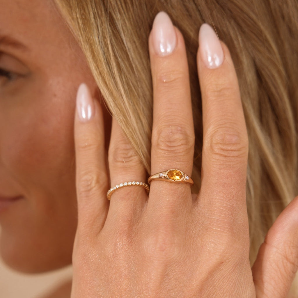 November Oval Birthstone Signet Ring - Image 2