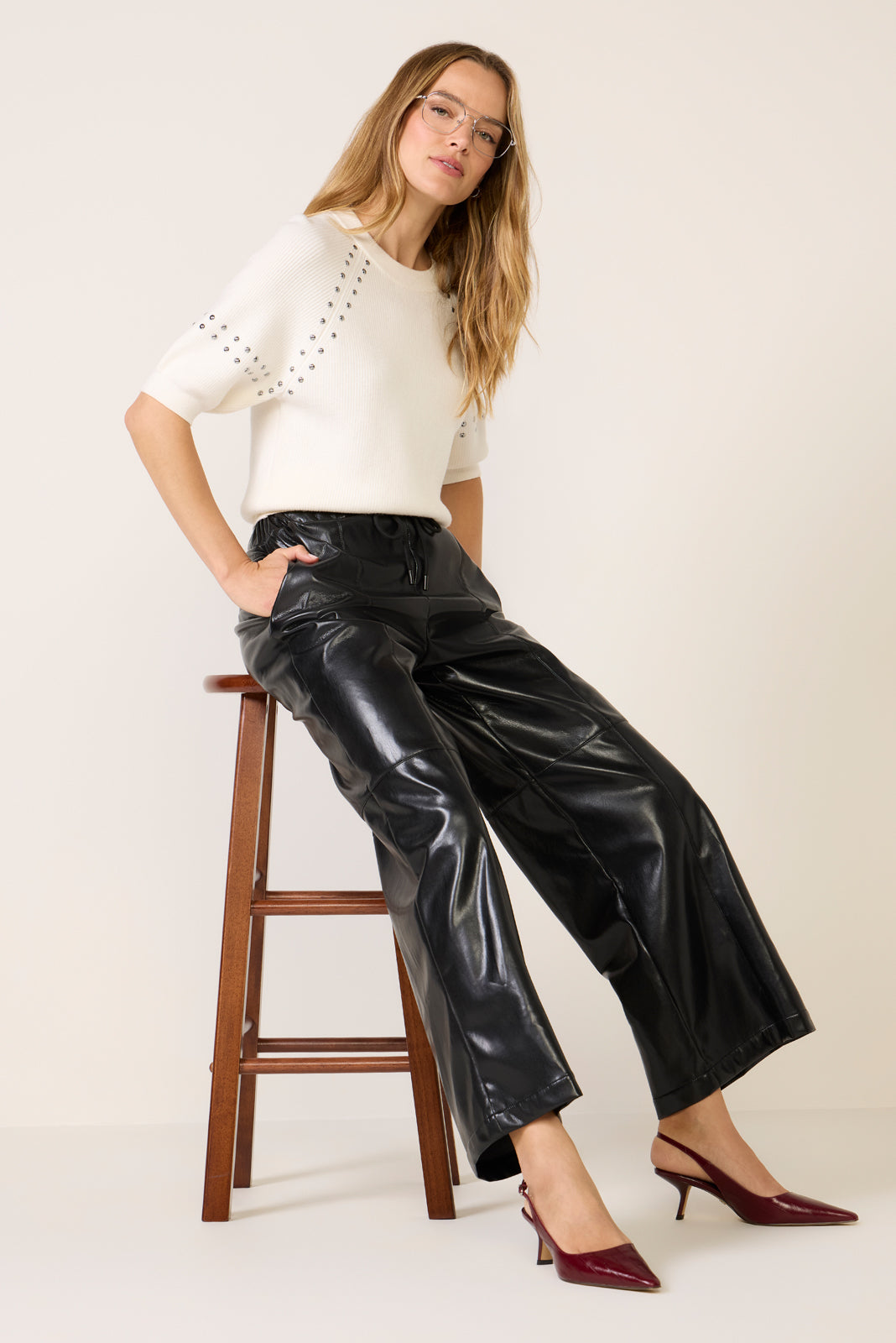 Jordan Faux Leather Wide Leg Pant - Image 2