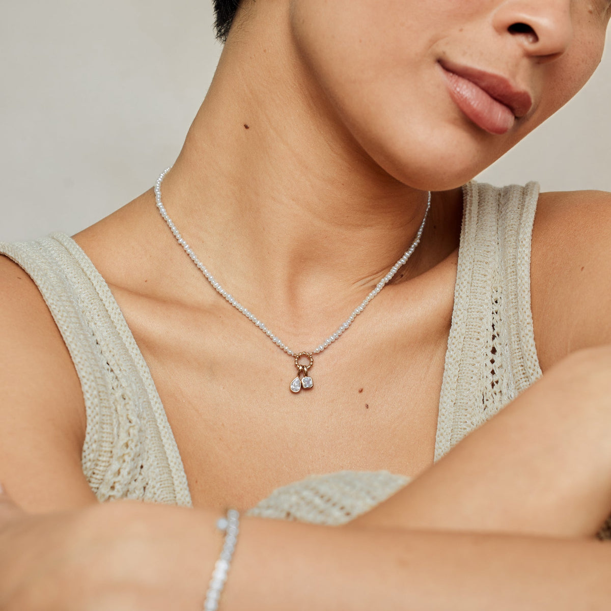 Pearl Strand Charm Necklace | Final Sale - Image 2